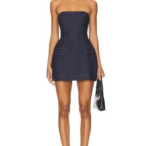 Amanda Uprichard x REVOLVE Strapless Bethany Romper in Indigo Wash